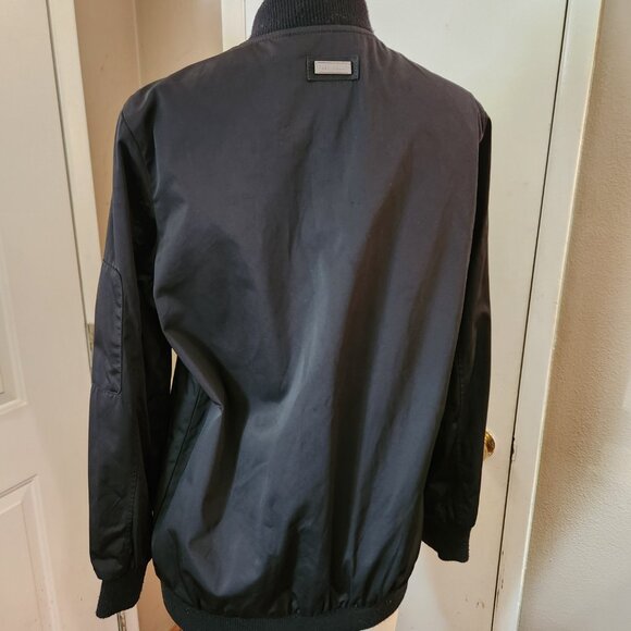 Bernardo Jacket Womens Small Black Bomber Military Full Zip Boho Coat Pockets - Picture 4 of 14